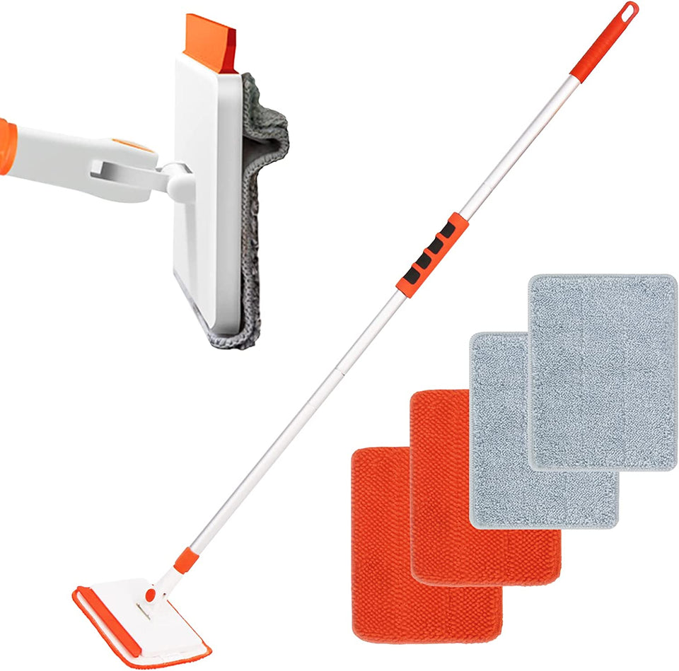 Baseboard Cleaner Tool with Handle, 5 Reusable Cleaning Pads, No-Bending  Mop Baseboard Cleaner Tool Long Handle Adjustable Baseboard Molding Tool  for