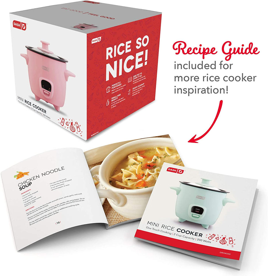 Dash Mini Rice Cooker with Keep Warm, 2 Cup, Aqua