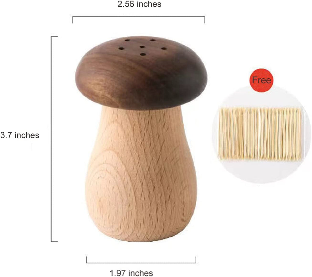 Toothpick Holder Dispenser, Wood Cute Mushroom Toothpick Dispenser Container for Home Kitchen Restaurant Hotel(With Toothpicks)