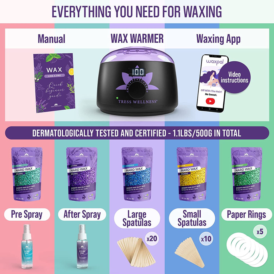 Tress Wellness Waxing Kit for Brazilian Wax +Wax Warmer +Easy to Use + –  Radiance Ready