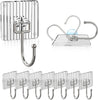 Acrylic Adhesive Hooks for Hanging Heavy Duty 44Lb(Max),Coat and Towel Hooks,Wall Hooks Waterproof and Oilproof for Bathroom,Kitchen and Home Sticky Hooks (Transparent, 8 Pack)