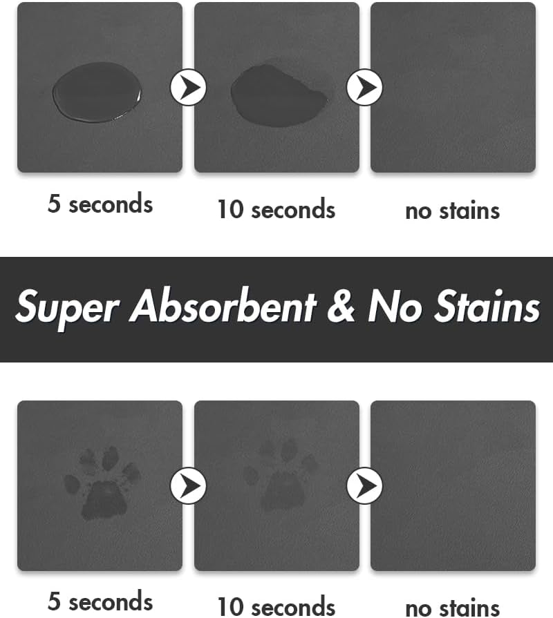 Pet Feeding Mat-Absorbent Quick Dry Dog Mat for Food and Water Bowl-No Stains Easy Clean Dog Water Dispenser Mat-Dog Accessories-Cat Dog Feeding&Watering Supplies-Dog Water Bowl Mat for Messy Drinkers
