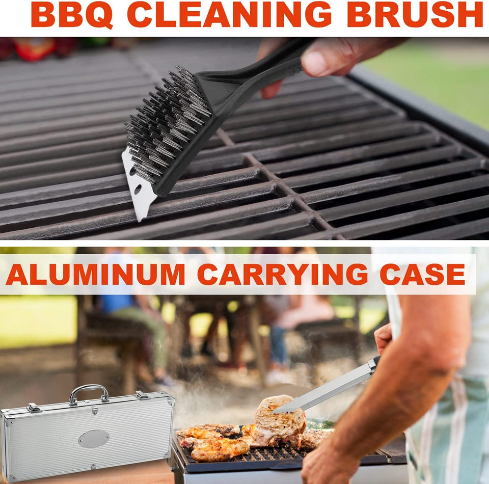 BBQ Grill Utensils Set for Camping/Backyard, Stainless Steel Grill