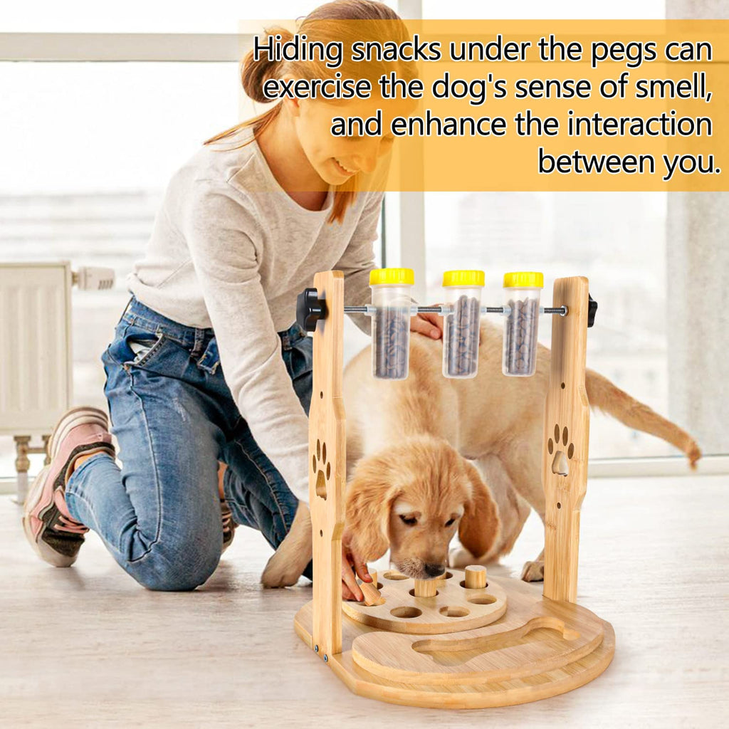 Dog Puzzle Feeder 12.6" X14.1'' for Memory Training, Interactive Bamboo Slow Treat Dispensing Toys for Small Medium Large Pets, Dog Mental Stimulation Enrichment Toys to Keep Them Busy & IQ Training