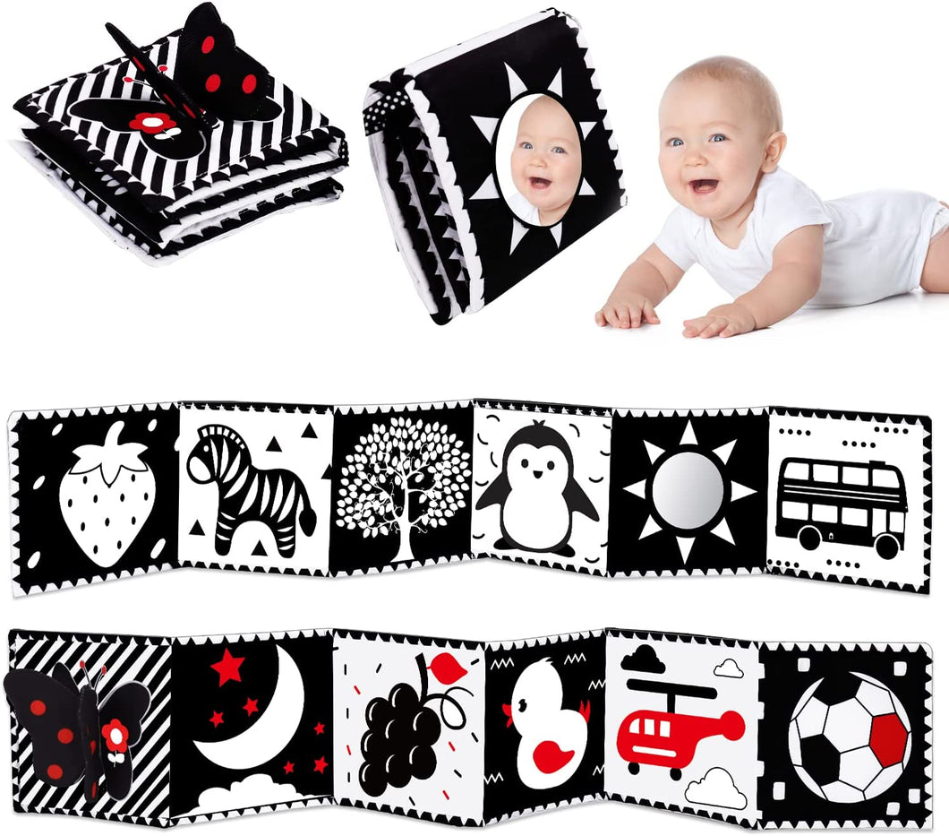 Black and White High Contrast Baby Toys 0-6 6-12 Months Soft Book for  Newborn Brain Development Tummy Time Toys Infant Sensory Crinkle Toys 0-3  3-6