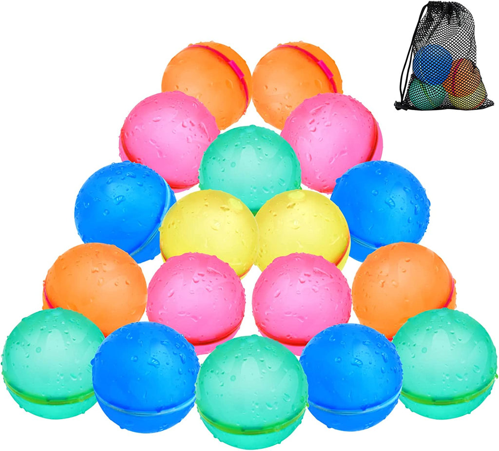 SOPPYCID Reusable Water Bomb Balloons, Latex-Free Silicone Water Ball with Mesh Bag, Self-Sealing Water Bomb for Kids Adults Outdoor Activities Water Games Toy Summer Fun Party Supplies (18Pcs)