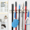 HOME IT Mop and Broom Holder - Garage Storage Systems with 5 Slots, 6 Hooks, 7.5Lbs Capacity per Slot - Garden Tool Organizer for 11 Tools - for Home, Kitchen, Closet, Garage, Laundry Room - Off-White