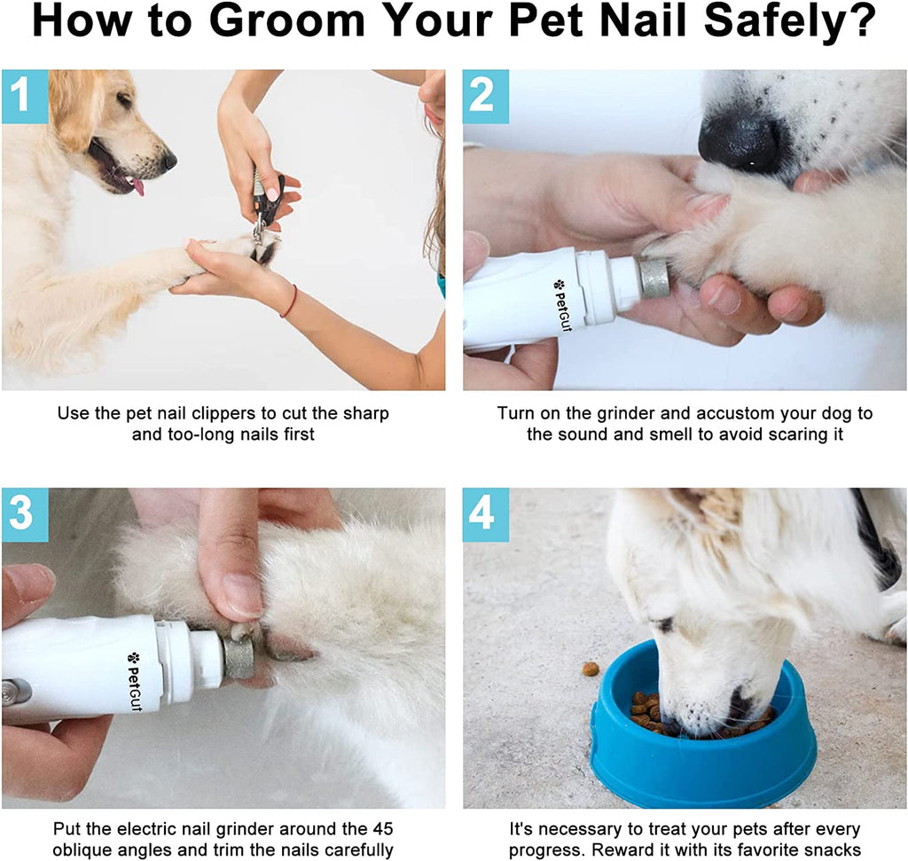 Pet Nail Grinder for Dogs,Electric USB Rechargeable Pet Nail Trimmer Clipper Painless Soft Paws Grooming & Smoothing for Small Medium Large Dogs & Cats Puppy