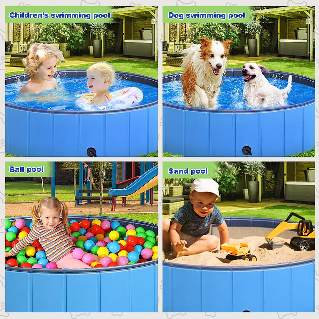 Foldable Dog Pool, Collapsible Hard Plastic Dog Swimming Pool, Portable Bath Tub for Pets Dogs and Cats, Outdoor Collapsible Pet Bathing Tub for Dogs Cats and Kids 47 X 12 Inches