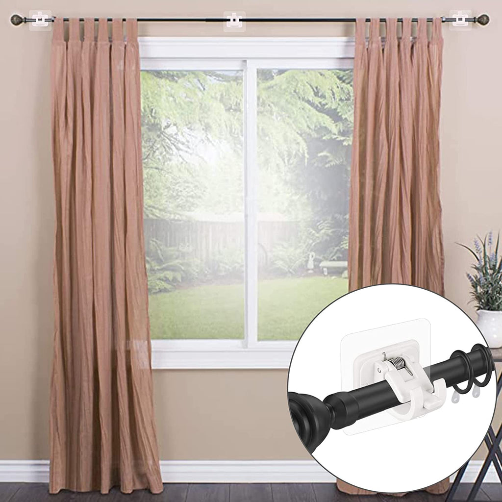 8 Pack Self Adhesive Curtain Rod Bracket, Command Curtain Rod Hooks Drapery  Holders, No Drill Fixing Rod Holder, Curtain Pole Wall Brackets Towel Rod  for Home B…
