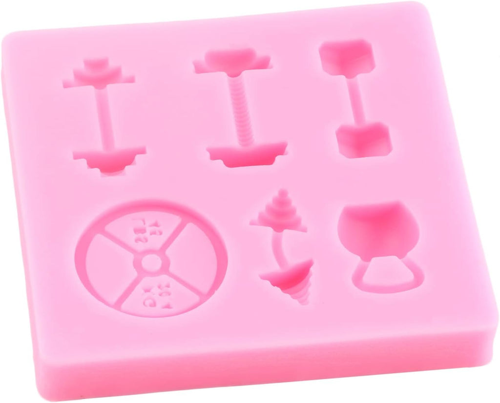 Sports Fitness Workout Exercise Dumbbell Silicone Molds Muscle Fondant Mold for Cake Decorating Cupcake Candy Polymer Clay Chocolate Gum Paste Set of 2