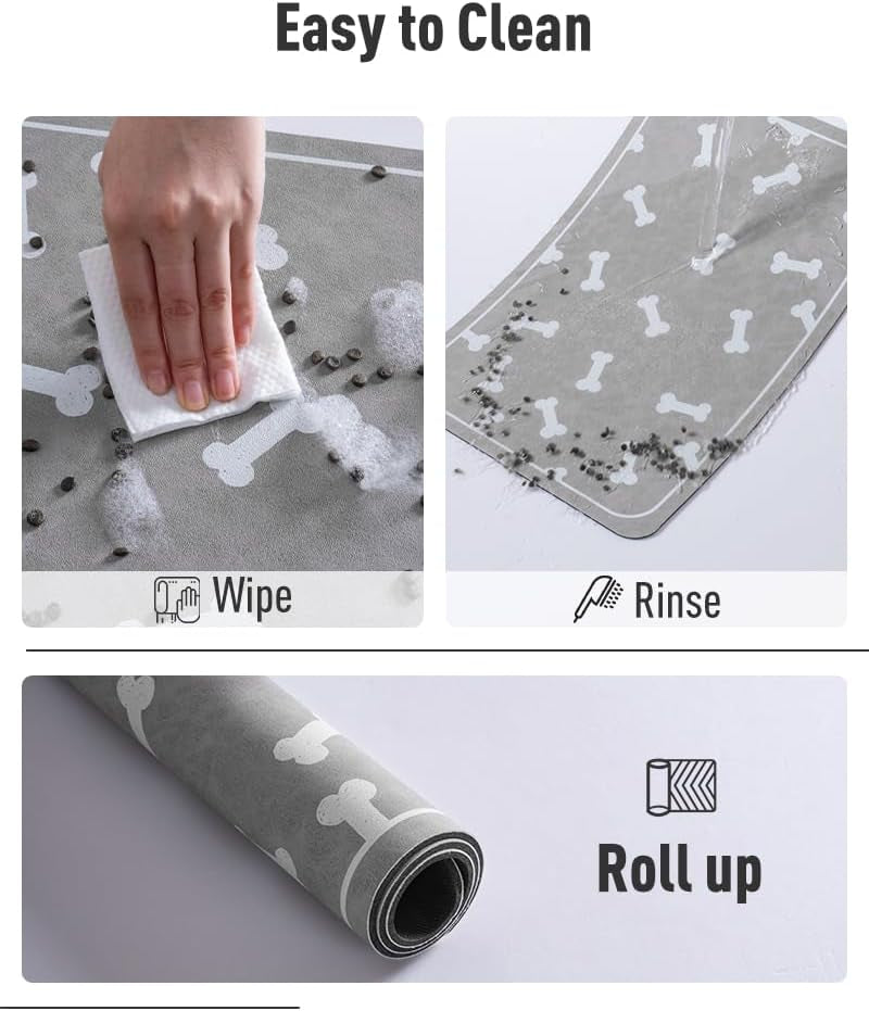 Pet Feeding Mat-Absorbent Dog Mat for Food and Water Bowl-No Stains Easy Clean Dog Food Mat-Quick Dry Dog Water Dispenser Mat-Puppy Supplies Dog Stuff-Dog Accessories Dog Water Bowl Mat