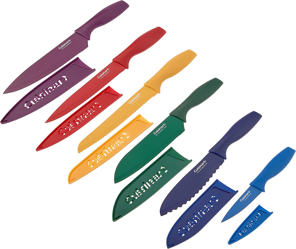 C55-12PCKSAM 12-Piece Ceramic Coated Stainless Steel Knives, Comes with 6-Blades and 6-Blade Guards, Color Coded to Reduce Risk of Cross Contamination, Jewel