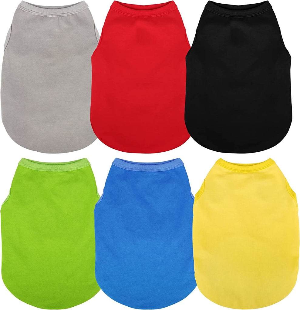 6 Pieces Plain Dog Shirt Sleeveless Puppy Cotton Dog Shirts Breathable Pet Apparel Tank Top Colorful Puppy Sweatshirt Clothes for Small Medium Dogs S