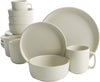 Home Zuma 16 Piece round Kitchen Dinnerware Set, Dishes, Plates, Bowls, Mugs, Service for 4, Matte Stoneware, Cream
